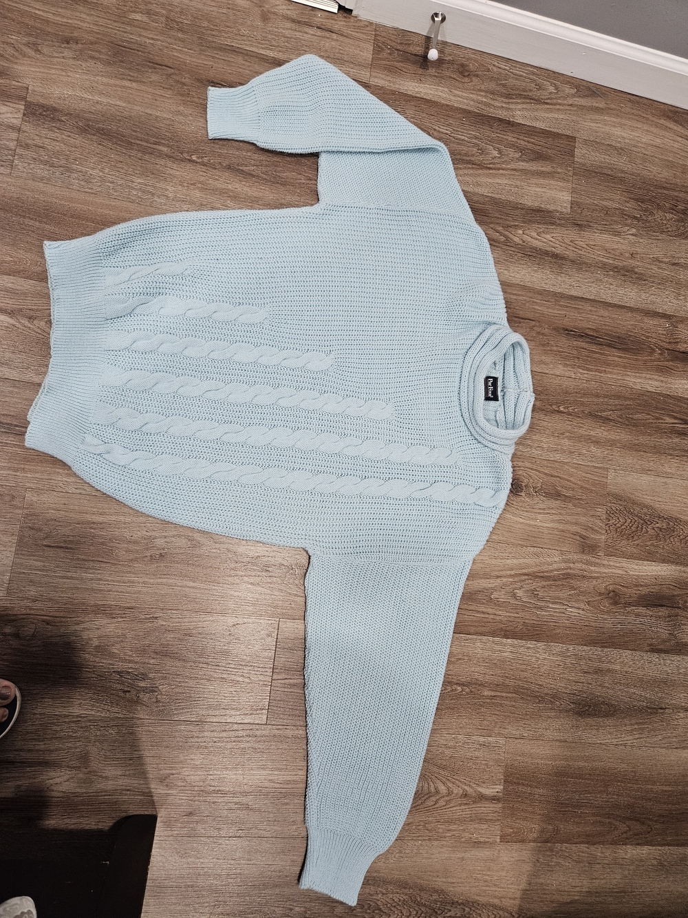 Light Blue Cable Turtleneck Sweater